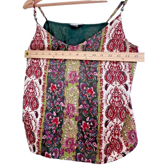 Joie Top bohemian chi sleeveless womens blouse green red casual top Size M - Picture 6 of 7